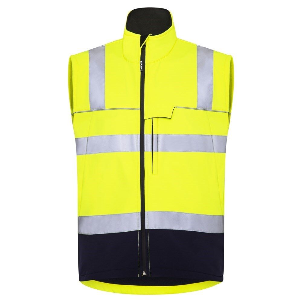 Mack Xenon 2Tone Hi Vis Taped Recycled Softshell Vest Yellow/Navy Size Small