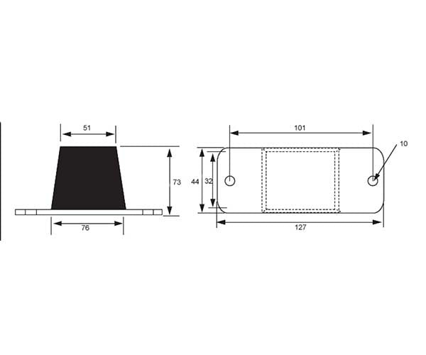 Mackay M176 Bonded Buffer 127 x 44 x 73mm 200kg - AIMS Industrial Supplies