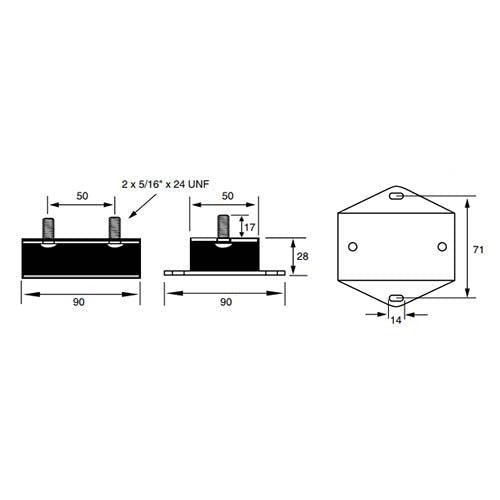 Mackay M181 General Machinery Isolator 5/16in x 24UNF - 230kg Load - AIMS Industrial Supplies