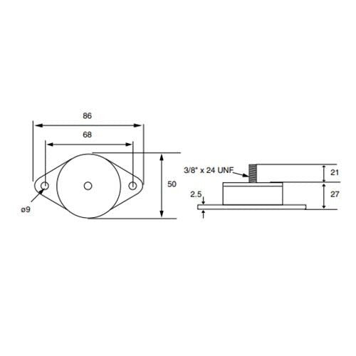 Mackay M2134 General Machinery Isolator 3/8in x 24UNF - 26 to 85kg Load - AIMS Industrial Supplies