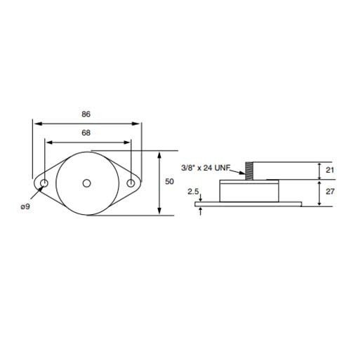 Mackay M2134 General Machinery Isolator 3/8in x 24UNF - 26 to 85kg Load1