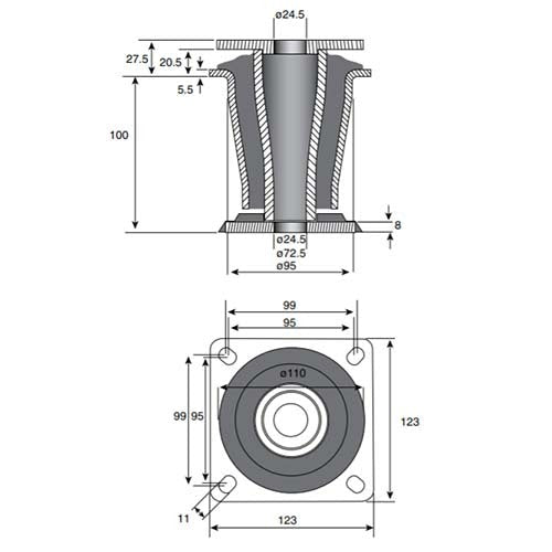 Mackay Recessed Flange Isolator Type 70 - AIMS Industrial Supplies