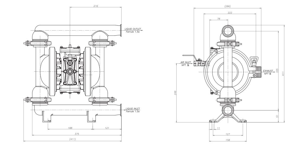 Macnaught Air Operated Double Diaphragm Pump 1.5S2