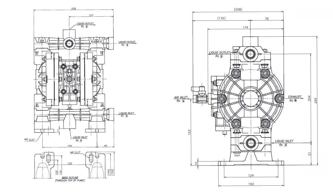 Macnaught Air Operated Double Diaphragm Pump - 1/2" - AIMS Industrial Supplies
