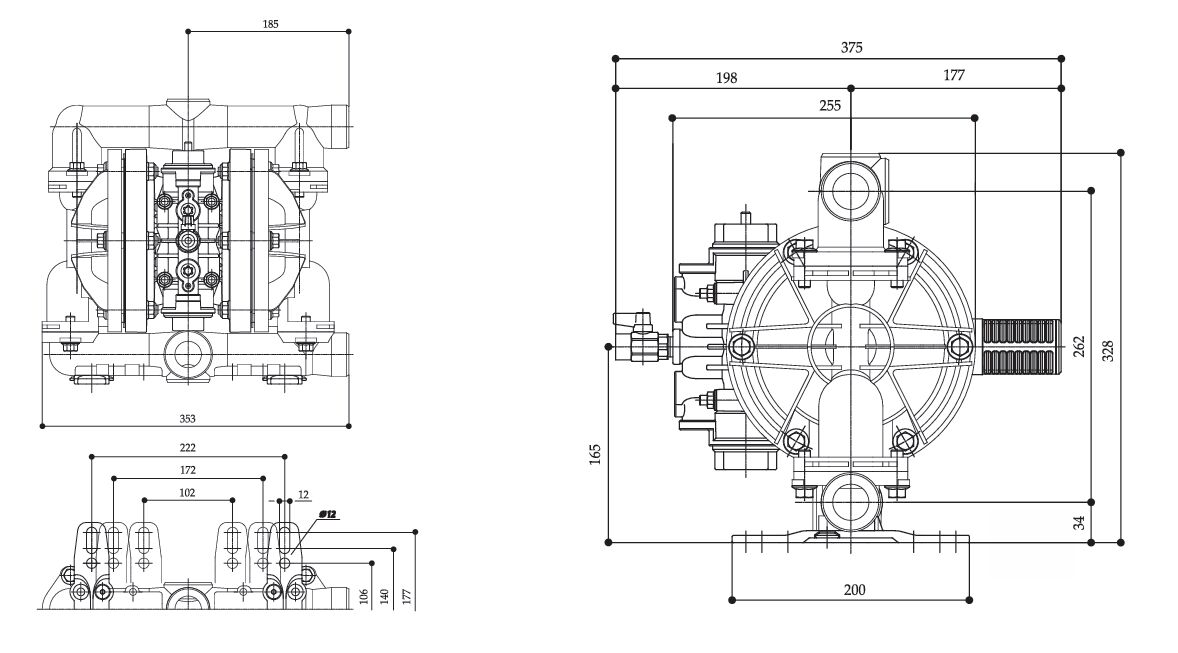 Macnaught Air Operated Double Diaphragm Pump - 1"2