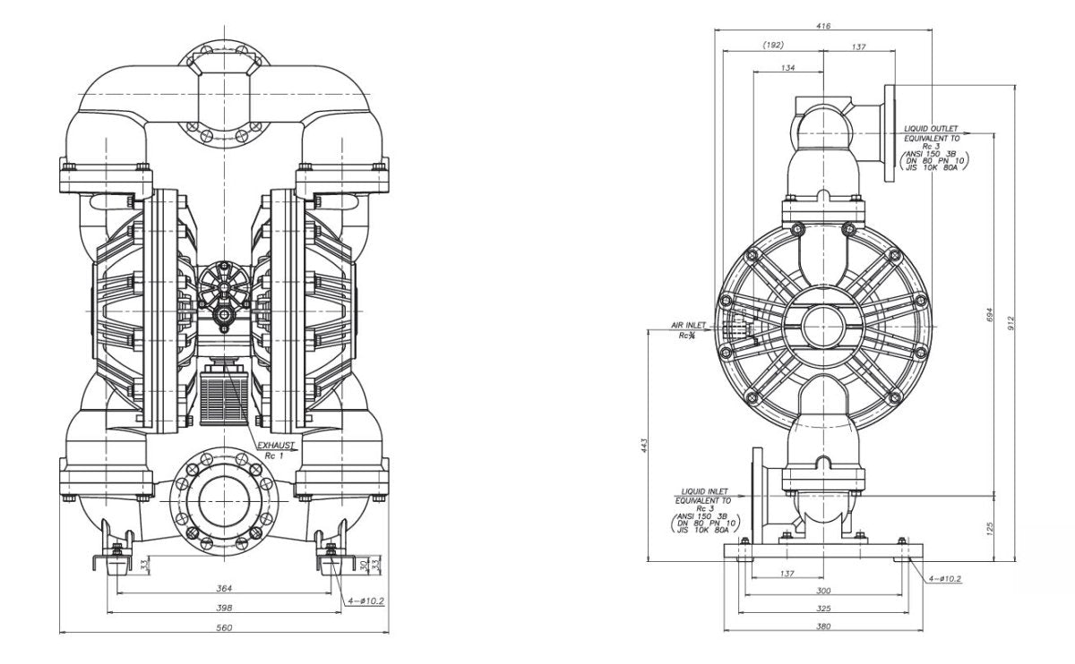 Macnaught Air Operated Double Diaphragm Pump - 3" - AIMS Industrial Supplies