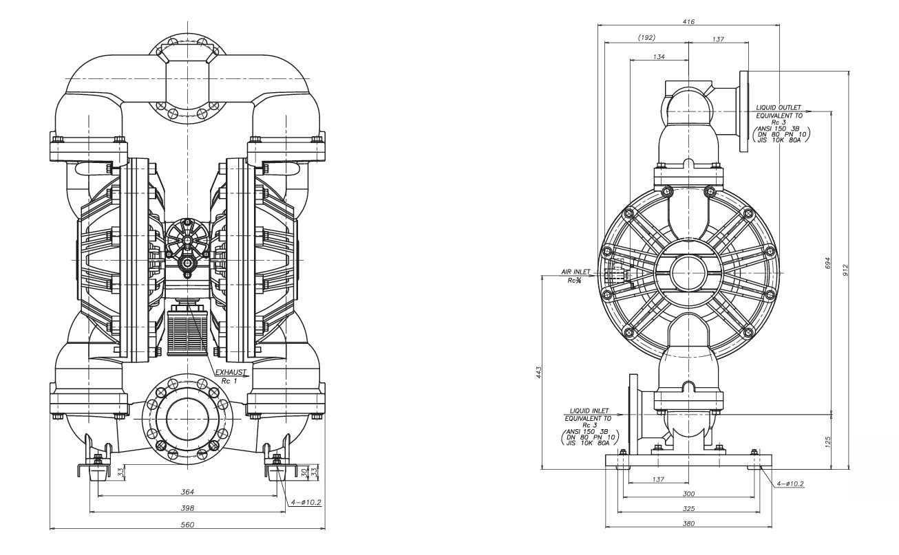 Macnaught Air Operated Double Diaphragm Pump - 3"2