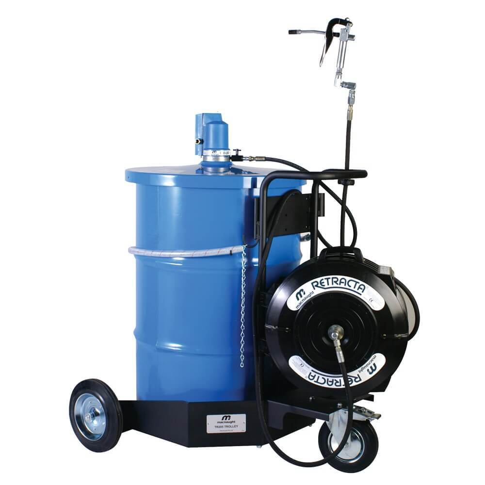 Macnaught Portable 180kg Grease Pump with Trolley & Hose Reel GS100-011