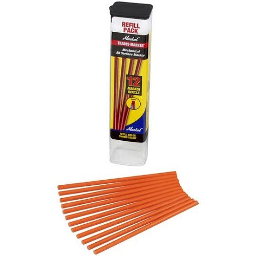 Markal Trades Marker Grease Pencil Refill Pack of 12 - Orange