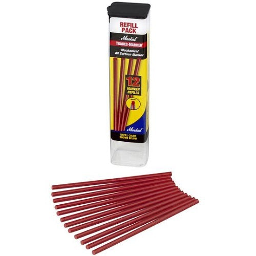 Markal Trades Marker Grease Pencil Refill Pack of 12 - Red