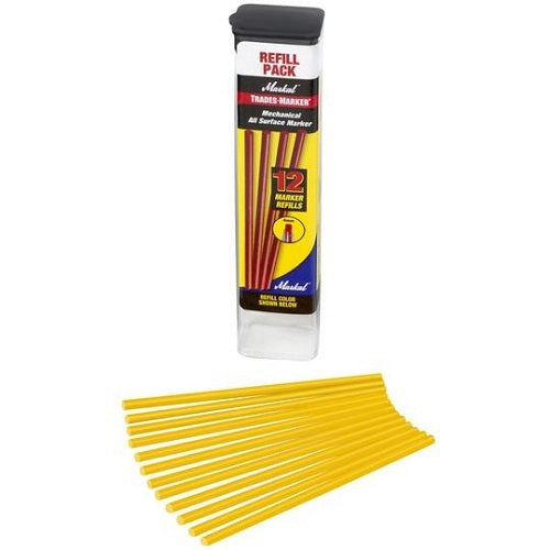 Markal Trades Marker Grease Pencil Refill Pack of 12 - Yellow