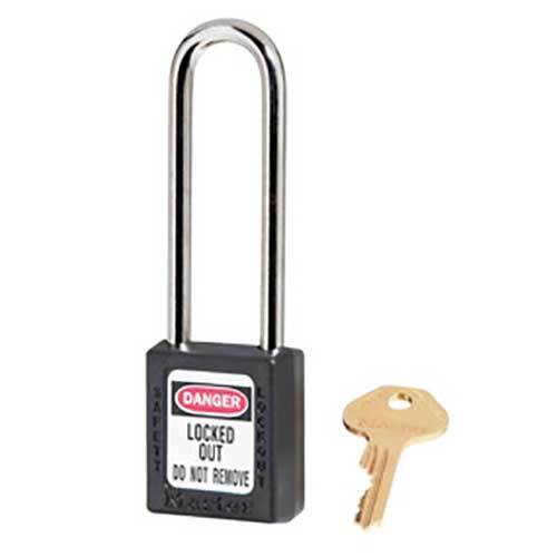 Master Lock 0410LTBLK 76mm Black Shackle Lock Padlock Extra Length KD