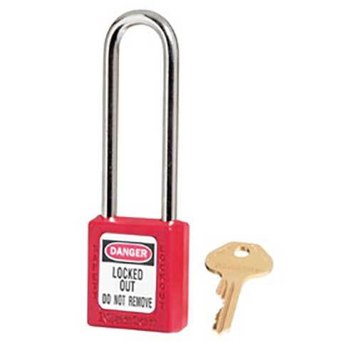Master Lock 0410LTRED 76mm Red Shackle Lock Padlock Extra Length KD