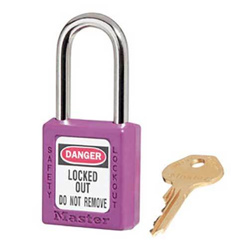 Master Lock 0410PRP-3XX1901 38mm Purple Thermoplastic Safety Padlock - AIMS Industrial Supplies