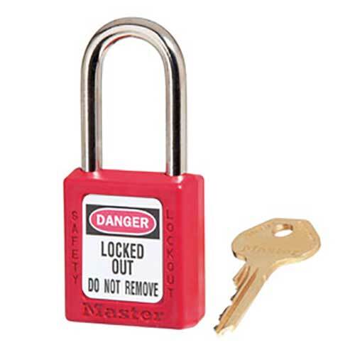 Master Lock 0410REDKA3 38mm Thermoplastic Safety Padlock Keyed Alike - Set of 3 - AIMS Industrial Supplies