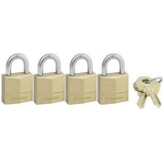 Master Lock 120QAU 20mm Diamond Brass Padlock 4 Pack KA, 2 Keys - Box of 4 - AIMS Industrial Supplies