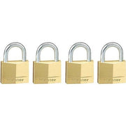 Master Lock 130QAU 30mm Diamond Brass Padlock 4/Pack KA, 4 Keys - AIMS Industrial Supplies