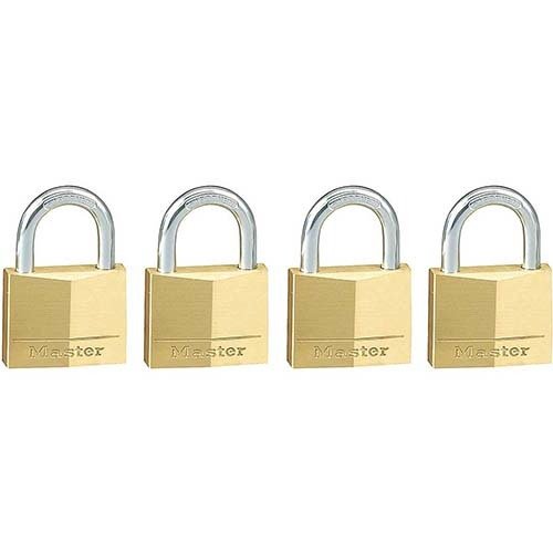 Master Lock 130QAU 30mm Diamond Brass Padlock 4/Pack KA, 4 Keys - AIMS Industrial Supplies