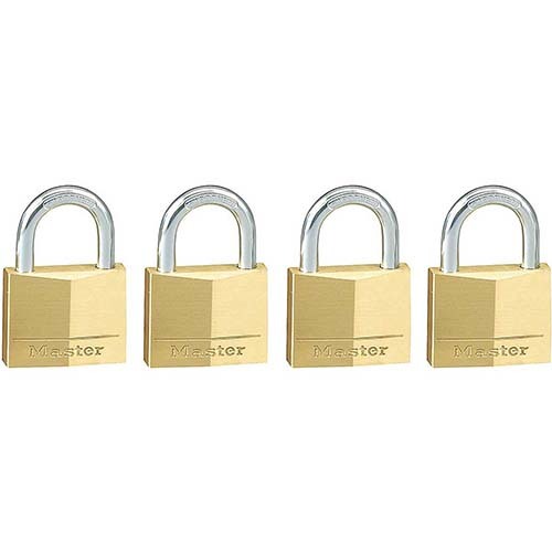 Master Lock 130QAU 30mm Diamond Brass Padlock 4/Pack KA, 4 Keys1