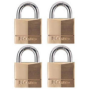 Master Lock 140QAU 40mm Diamond Brass Padlock KA- 4 Pack 4 Keys, Box of 4 - AIMS Industrial Supplies