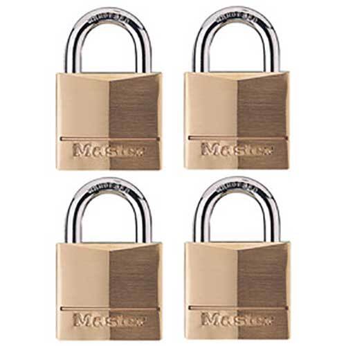 Master Lock 140QAU 40mm Diamond Brass Padlock KA- 4 Pack 4 Keys, Box of 4 - AIMS Industrial Supplies