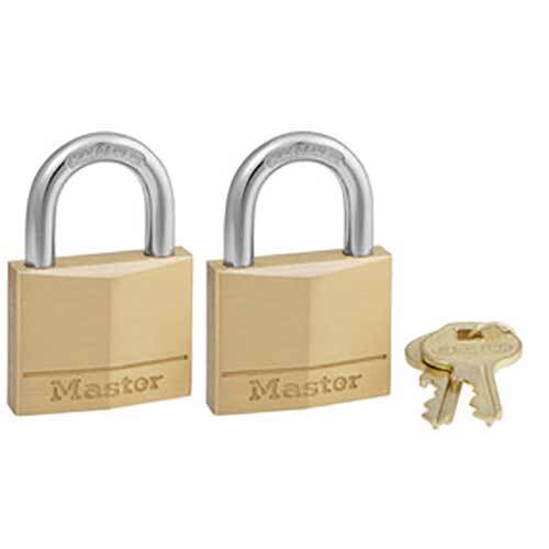 Master Lock 140TAU 40mm Diamond Brass Padlock KA - 2 Pack , Box of 6 - AIMS Industrial Supplies