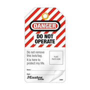 Master Lock 146 x 79mm Do Not Operate Self Laminating Photo Tags - 12/Pack - AIMS Industrial Supplies