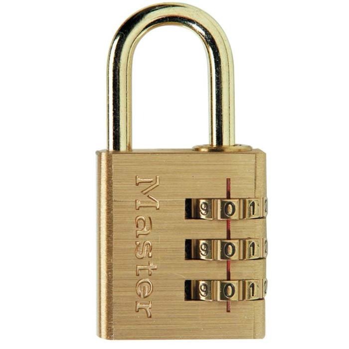 Master Lock 30mm Brass Plated Aluminium Combination Luggage Padlock - Box of 6 - AIMS Industrial Supplies