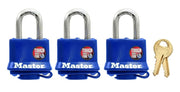 Master Lock 312TRIAU 40mm Thermoplastic Covered Steel Padlock 3 Pack KA - AIMS Industrial Supplies