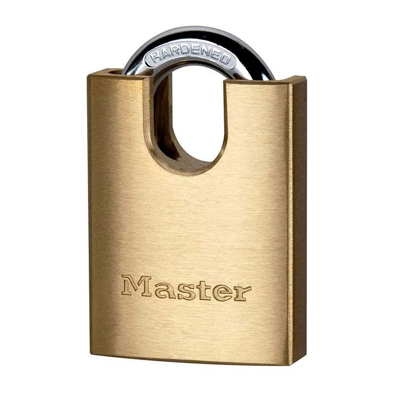 Master Lock 40mm Brass Shourded Padlock - Hardened Steel Shrouded Shackle - AIMS Industrial Supplies