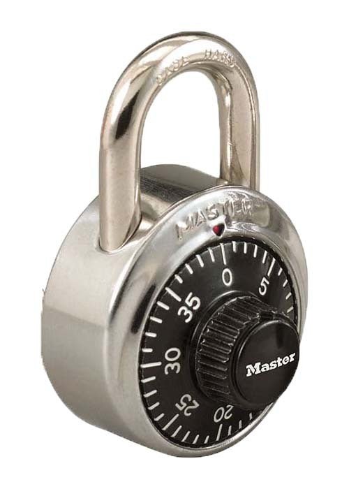 Master Lock 48mm Simple Combination Dial Black Padlock - Steel Shackle - AIMS Industrial Supplies