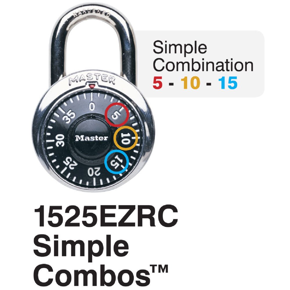 Master Lock 48mm Simple Combination Dial Black Padlock - Steel Shackle - AIMS Industrial Supplies