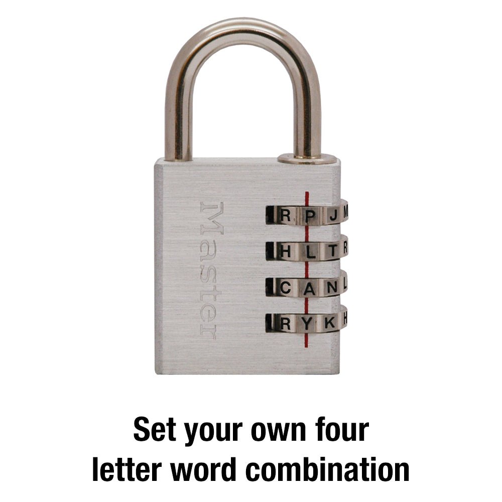 Master Lock 643DASTWDAU 40mm Metal Word Combination Padlock - Box of 4 - AIMS Industrial Supplies