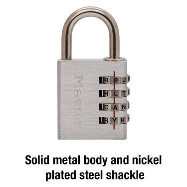 Master Lock 643DASTWDAU 40mm Metal Word Combination Padlock - Box of 4 - AIMS Industrial Supplies