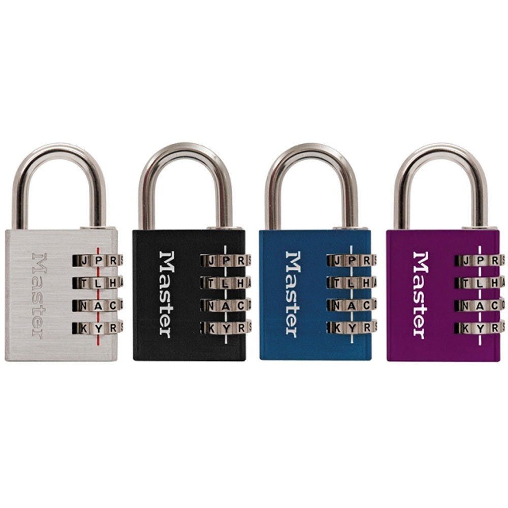 Master Lock 643DASTWDAU 40mm Metal Word Combination Padlock - Box of 4 - AIMS Industrial Supplies