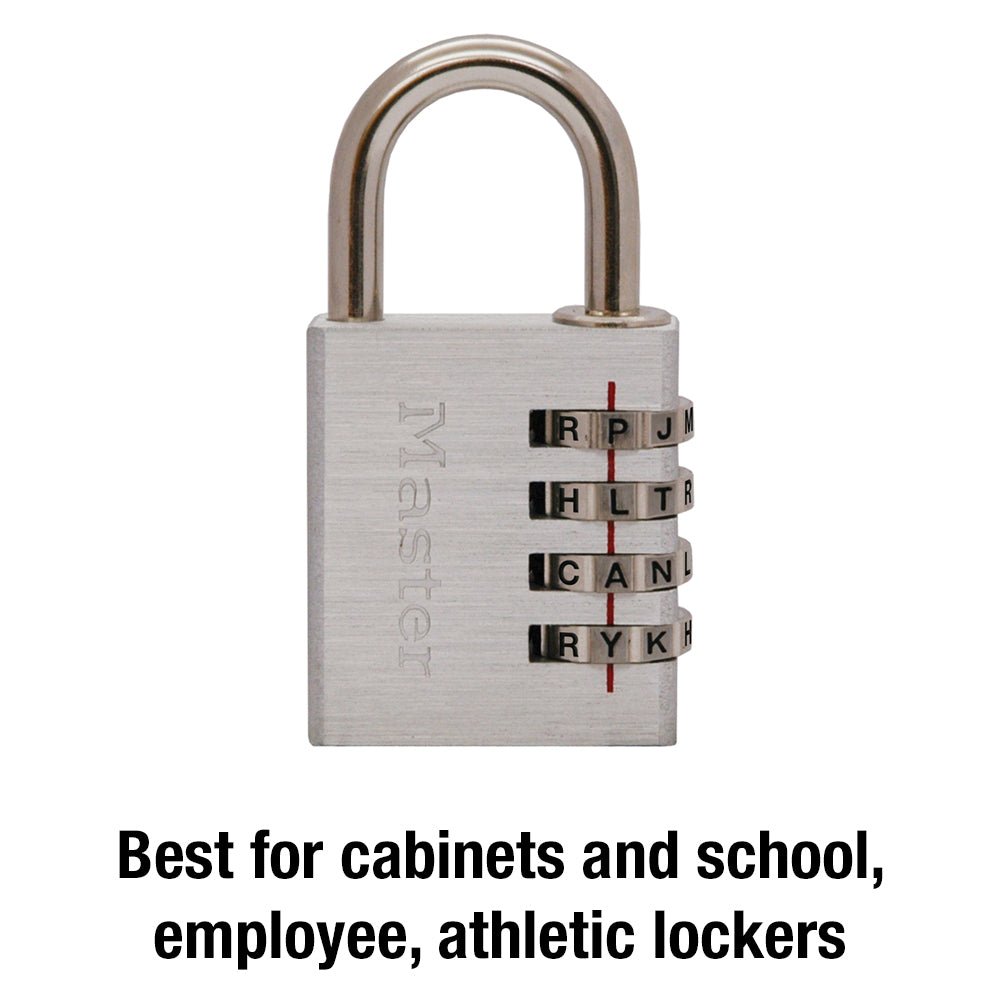Master Lock 643DASTWDAU 40mm Metal Word Combination Padlock - Box of 4 - AIMS Industrial Supplies