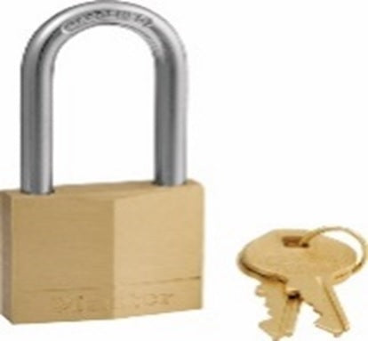 Master Lock Diamond Brass  Padlock  40mm Wide Body - Extended Steel Shackle1