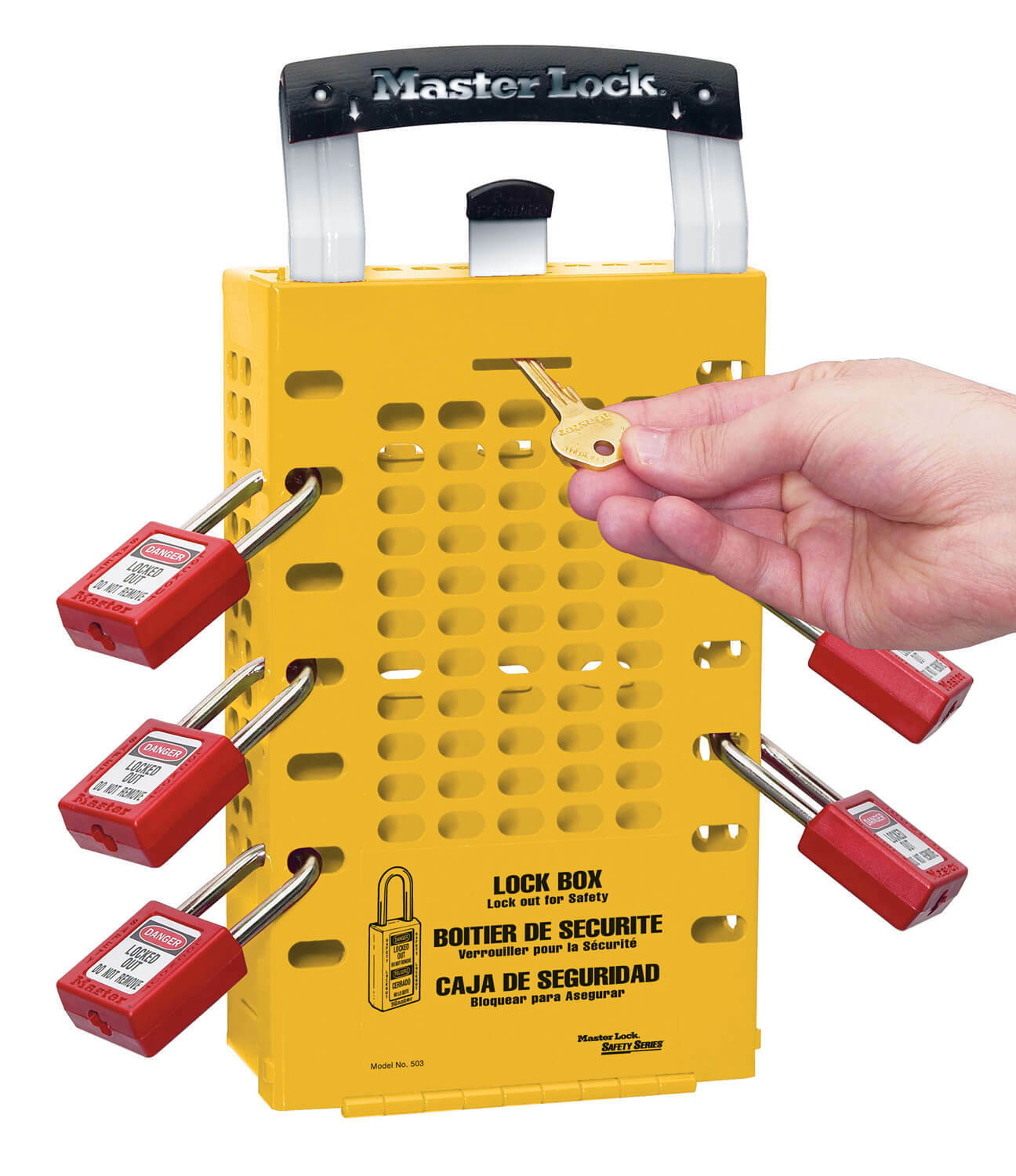 Master Lock Group Lockout Box - Yellow Latch Tight Lock1