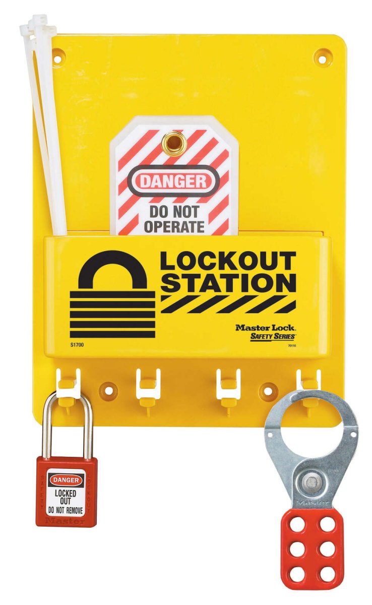 Master Lock Lockout Station - Small, Unfilled, 4 Hanger Clips - AIMS Industrial Supplies