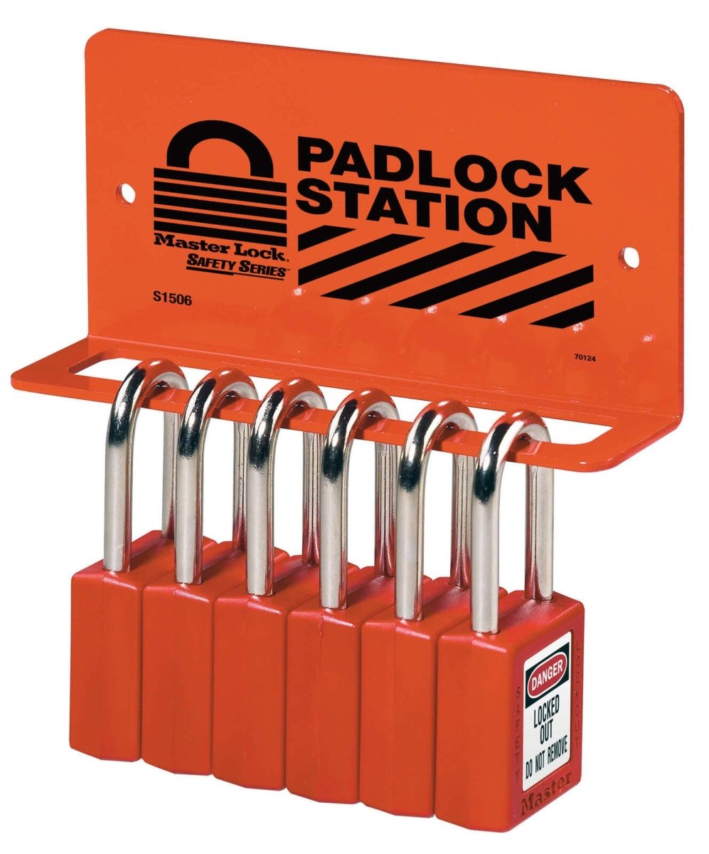 Master Lock Padlock Station / Padlock Rack - Holds 6 - 8 Padlocks - AIMS Industrial Supplies