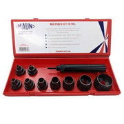Maun Wad Punch Metric 5 to 32mm Set With Centre Punch, 10 Pieces1