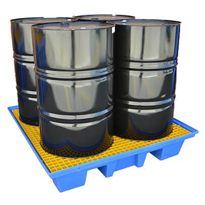 MAXBund Polyethylene 4 Drum Bunded Pallet 1290 x 1290 x 250mm - AIMS Industrial Supplies