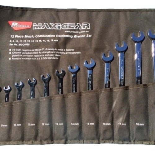 Maxigear Combination Ratcheting Wrench, 12 Pieces Metric Set - AIMS Industrial Supplies