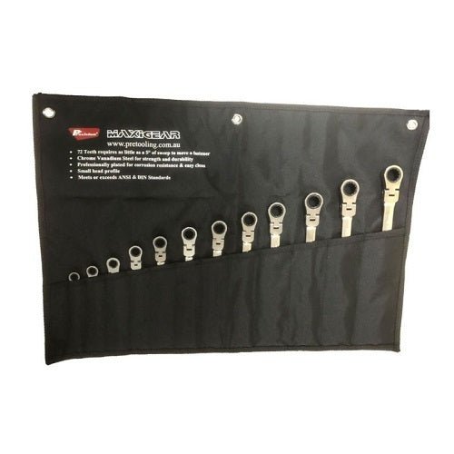 Maxigear Flex Head Ratcheting Wrench, 12 Pieces Metric Set - AIMS Industrial Supplies