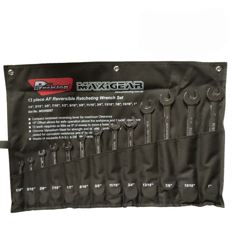 Maxigear Reversible Ratcheting Wrench, 13 Pieces SAE Set1