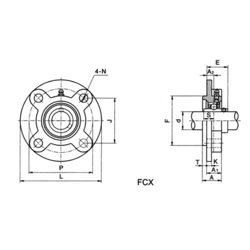 Medium 4 - Bolt Spigotted Flange Cast Iron Bearing Housing - AIMS Industrial Supplies