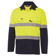 Mens Hi - Vis FR Button - Up Shirt W/ Reflective Tape PPE1 - AIMS Industrial Supplies