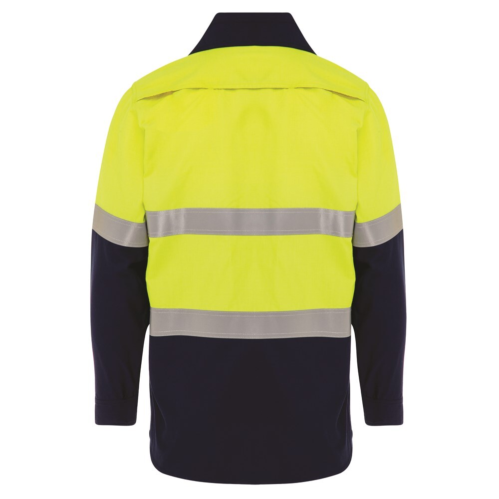 Mens Hi-Vis FR Button-Up Shirt W/ Reflective Tape PPE12