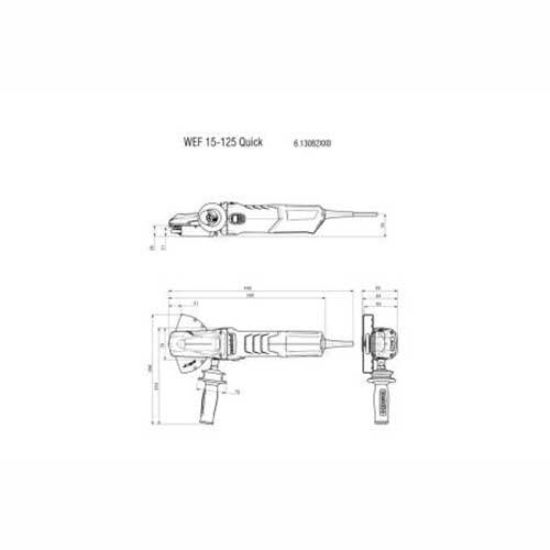 Metabo 1500W,Flat-Head Angle Grinder, Constant Torque - WEF 15-125 Quick - AIMS Industrial Supplies