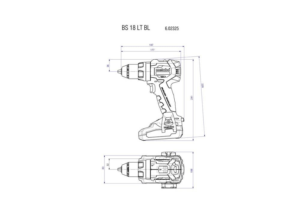 Metabo 18V Brushless LT Class Drill/Screwdriver (Tool Only) 602325890 - AIMS Industrial Supplies